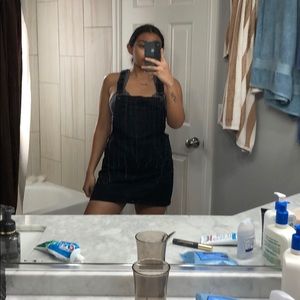 Forever 21 Black Denim Overall Dress
